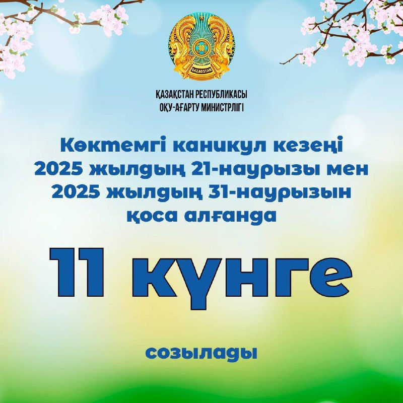 Көктемгі каникул кезеңі 