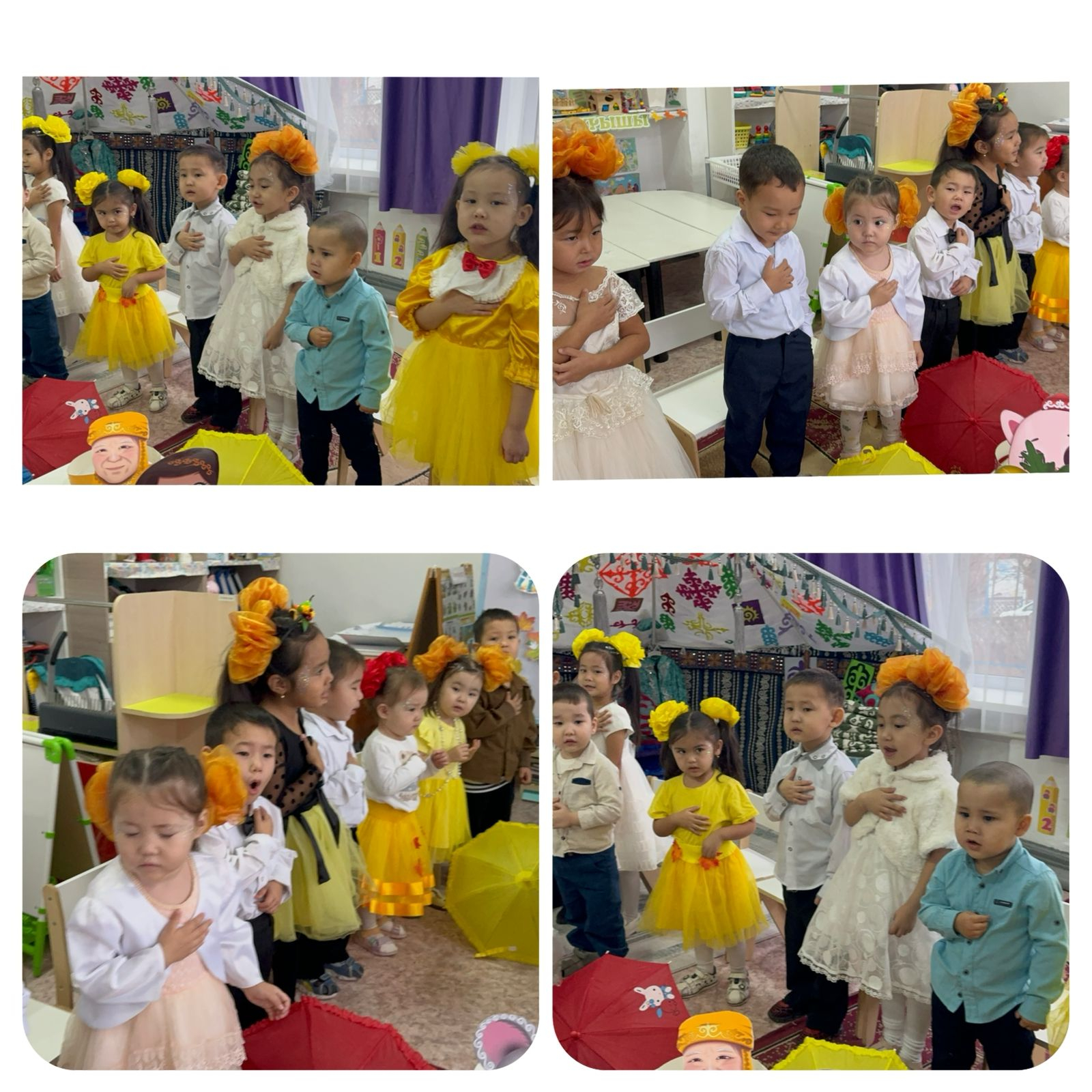 ”Еркемай”шағын орталық Адал азамат бағдарламасы аясында әнұранды шырқау.