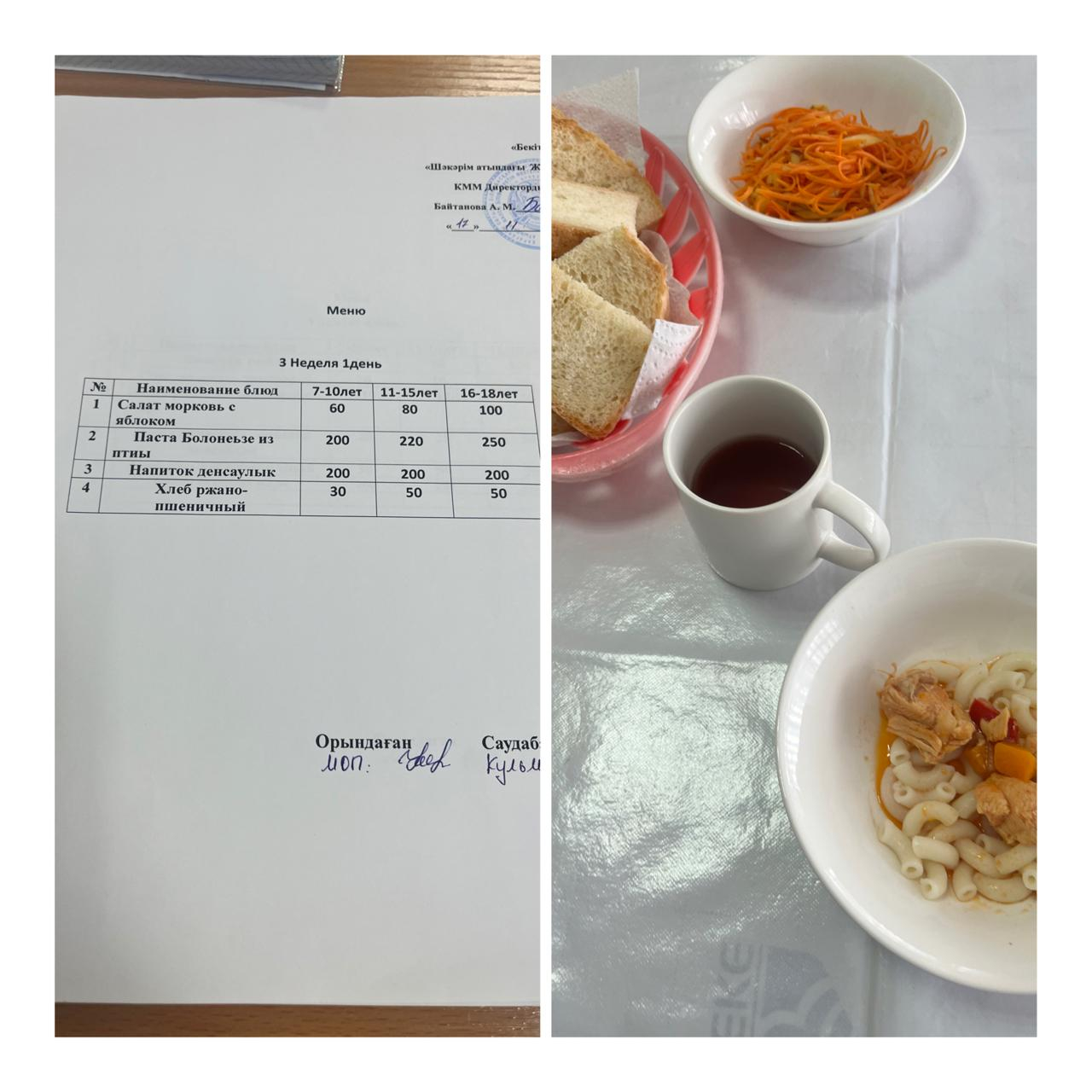  17 қараша  мектептегі тамақтану»