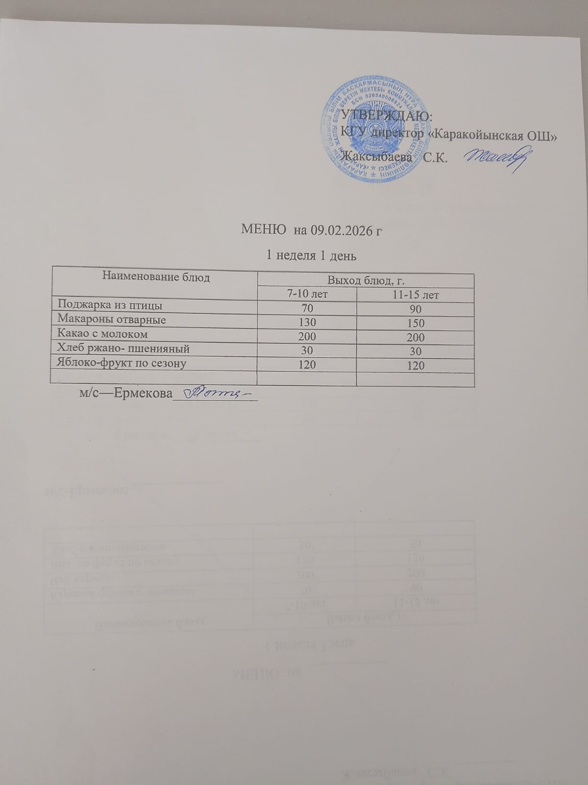 Тамақтануды ұйымдастыру