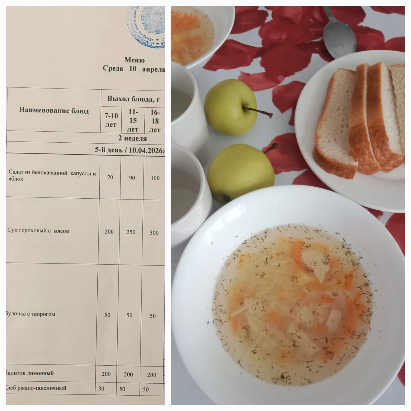 Ас мәзірі 10.04.2026 ж