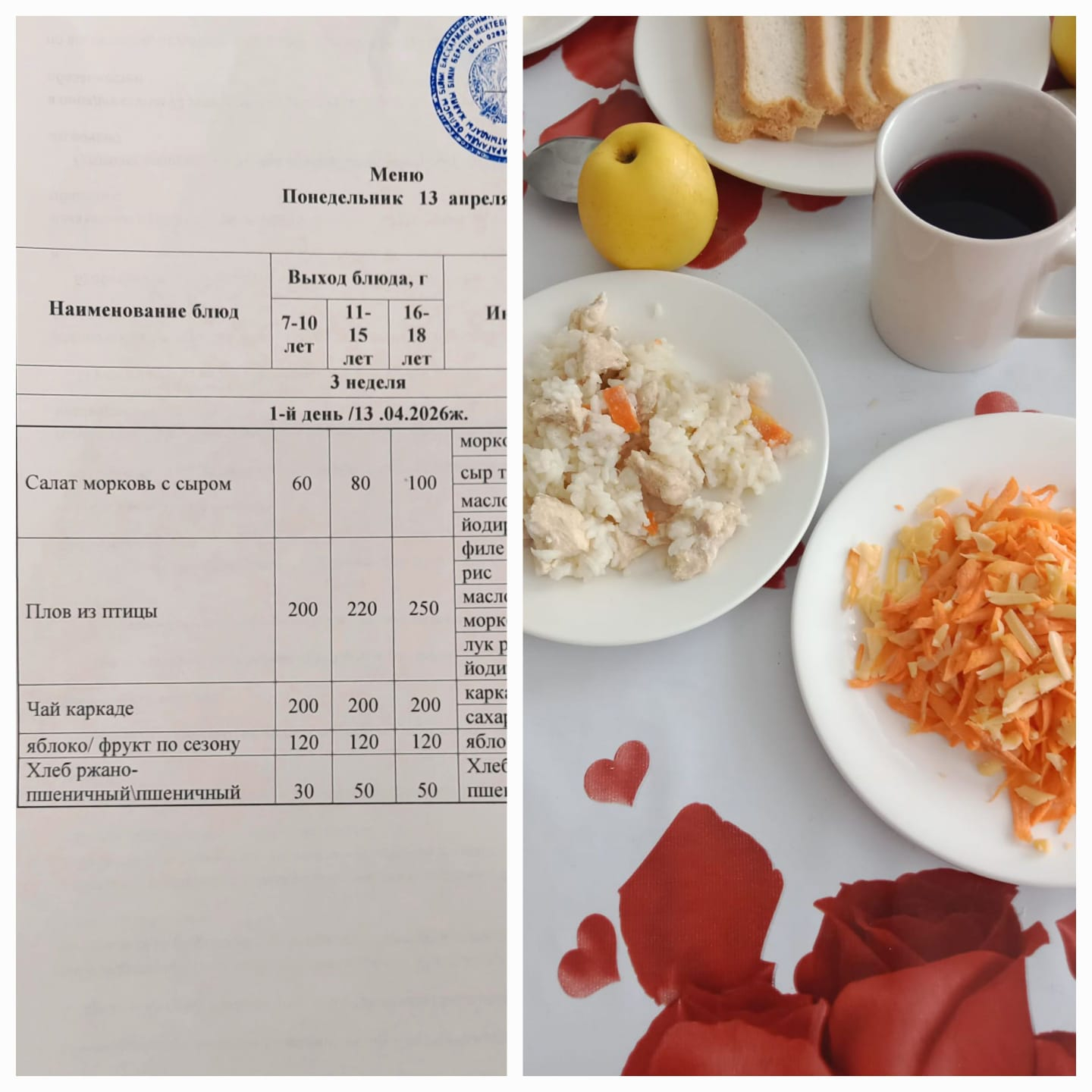 Ас мәзірі 13.04.2026 ж