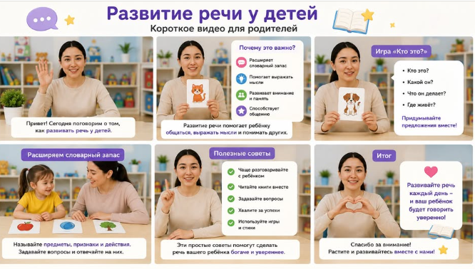 Видеоматериал на тему развития речи детей.